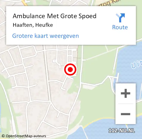 Locatie op kaart van de 112 melding: Ambulance Met Grote Spoed Naar Haaften, Heufke op 6 september 2018 19:58