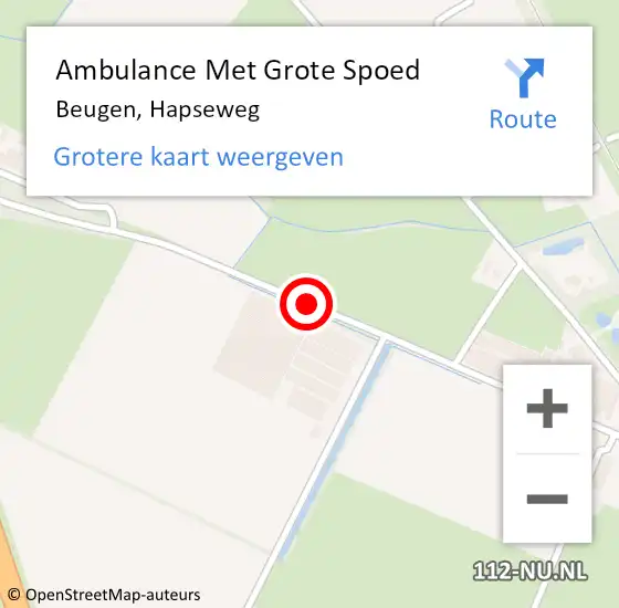 Locatie op kaart van de 112 melding: Ambulance Met Grote Spoed Naar Beugen, Hapseweg op 6 september 2018 19:59