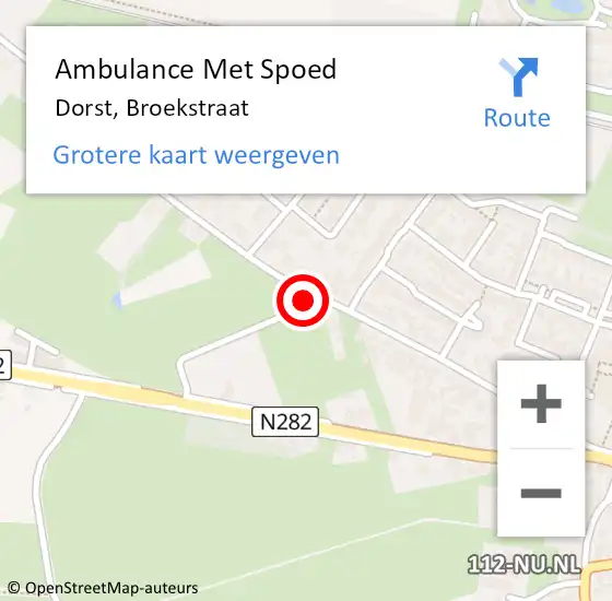 Locatie op kaart van de 112 melding: Ambulance Met Spoed Naar Dorst, Broekstraat op 6 september 2018 20:55