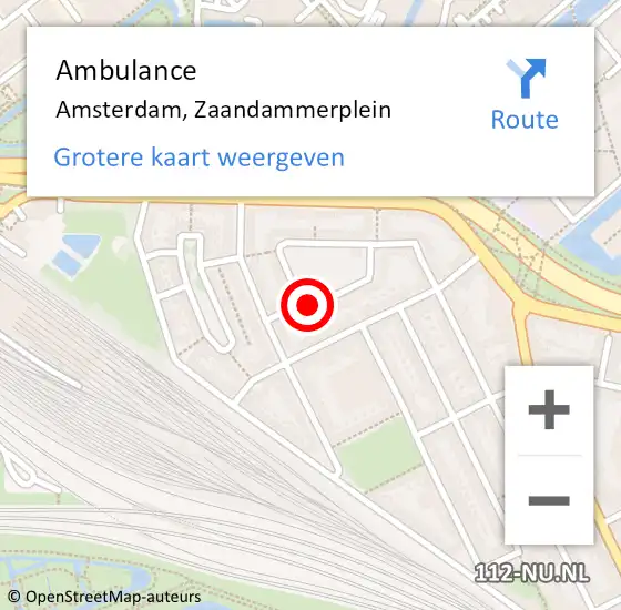 Locatie op kaart van de 112 melding: Ambulance Amsterdam, Zaandammerplein op 6 september 2018 21:41