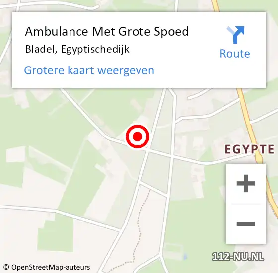 Locatie op kaart van de 112 melding: Ambulance Met Grote Spoed Naar Bladel, Egyptischedijk op 6 september 2018 21:58