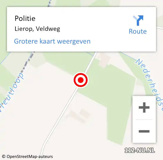 Locatie op kaart van de 112 melding: Politie Lierop, Veldweg op 6 september 2018 22:10