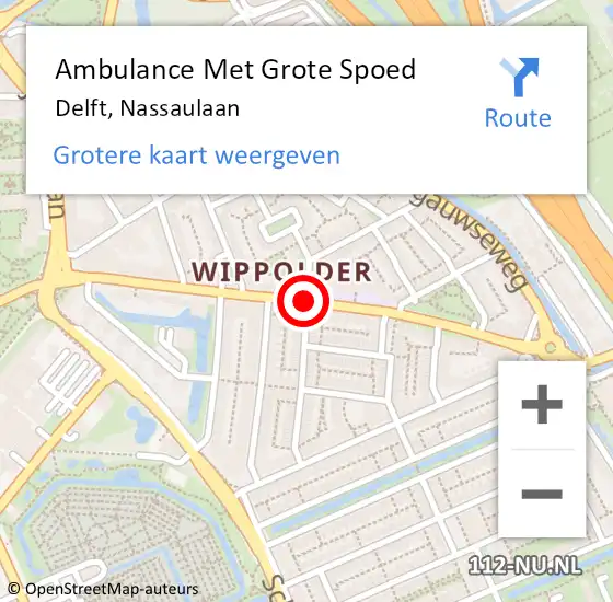 Locatie op kaart van de 112 melding: Ambulance Met Grote Spoed Naar Delft, Nassaulaan op 6 september 2018 22:11