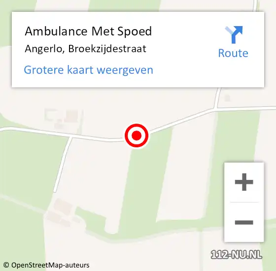Locatie op kaart van de 112 melding: Ambulance Met Spoed Naar Angerlo, Broekzijdestraat op 6 september 2018 22:12