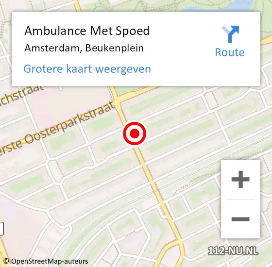 Locatie op kaart van de 112 melding: Ambulance Met Spoed Naar Amsterdam, Beukenplein op 6 september 2018 23:57