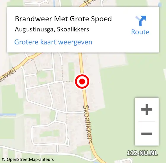 Locatie op kaart van de 112 melding: Brandweer Met Grote Spoed Naar Augustinusga, Skoalikkers op 7 september 2018 00:00