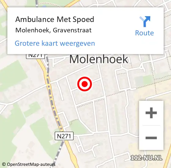 Locatie op kaart van de 112 melding: Ambulance Met Spoed Naar Molenhoek, Gravenstraat op 7 september 2018 01:07