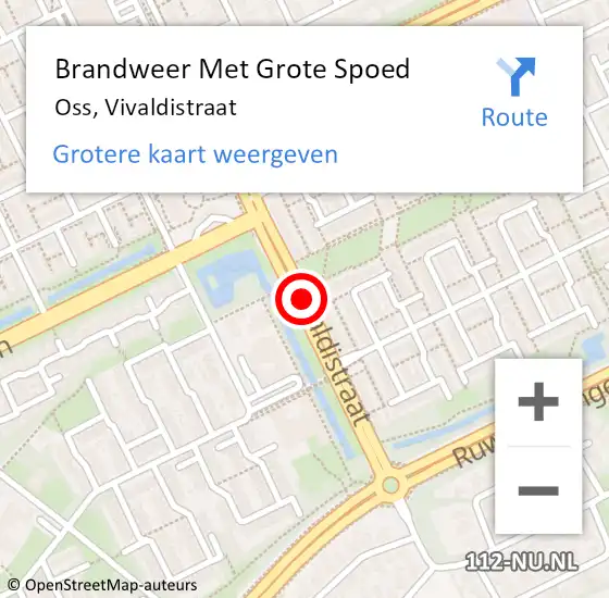 Locatie op kaart van de 112 melding: Brandweer Met Grote Spoed Naar Oss, Vivaldistraat op 7 september 2018 01:26