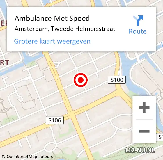 Locatie op kaart van de 112 melding: Ambulance Met Spoed Naar Amsterdam, Tweede Helmersstraat op 7 september 2018 05:01