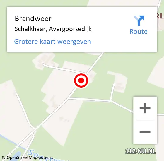 Locatie op kaart van de 112 melding: Brandweer Schalkhaar, Avergoorsedijk op 7 september 2018 06:14