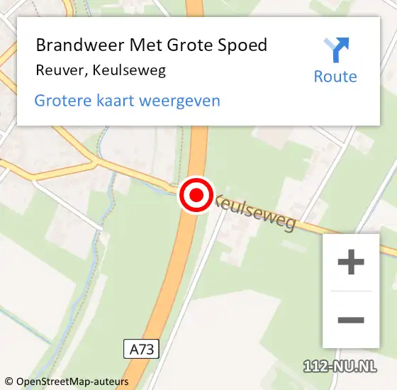 Locatie op kaart van de 112 melding: Brandweer Met Grote Spoed Naar Reuver, Keulseweg op 7 september 2018 06:43