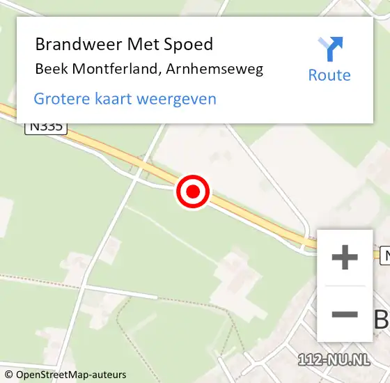 Locatie op kaart van de 112 melding: Brandweer Met Spoed Naar Beek Montferland, Arnhemseweg op 7 september 2018 08:19