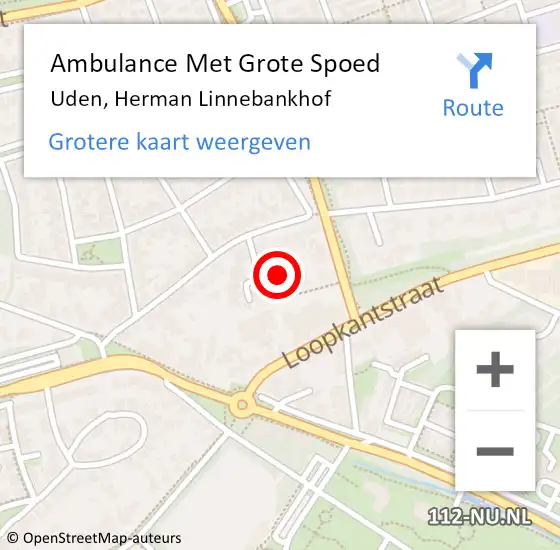 Locatie op kaart van de 112 melding: Ambulance Met Grote Spoed Naar Uden, Herman Linnebankhof op 7 september 2018 08:19