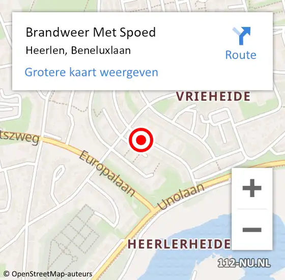 Locatie op kaart van de 112 melding: Brandweer Met Spoed Naar Heerlen, Beneluxlaan op 7 september 2018 08:35