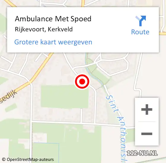 Locatie op kaart van de 112 melding: Ambulance Met Spoed Naar Rijkevoort, Kerkveld op 7 september 2018 09:52