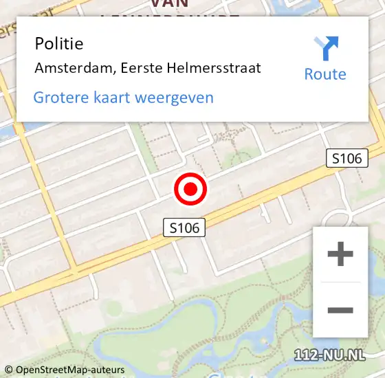 Locatie op kaart van de 112 melding: Politie Amsterdam, Eerste Helmersstraat op 7 september 2018 10:17