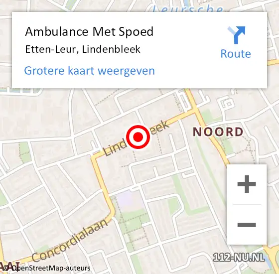 Locatie op kaart van de 112 melding: Ambulance Met Spoed Naar Etten-Leur, Lindenbleek op 7 september 2018 10:39