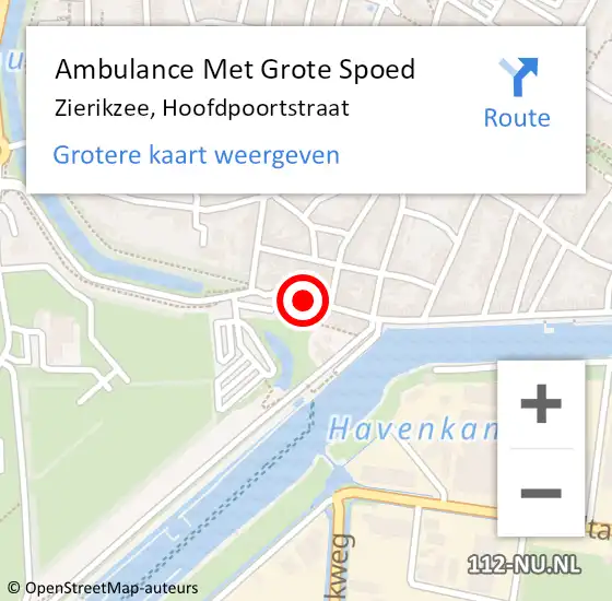 Locatie op kaart van de 112 melding: Ambulance Met Grote Spoed Naar Zierikzee, Hoofdpoortstraat op 7 september 2018 10:46