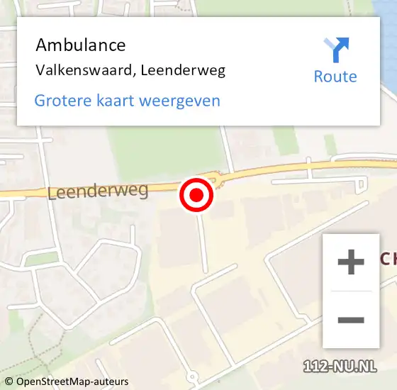 Locatie op kaart van de 112 melding: Ambulance Valkenswaard, Leenderweg op 7 september 2018 10:50