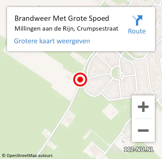 Locatie op kaart van de 112 melding: Brandweer Met Grote Spoed Naar Millingen aan de Rijn, Crumpsestraat op 7 september 2018 11:21