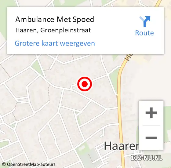 Locatie op kaart van de 112 melding: Ambulance Met Spoed Naar Haaren, Groenpleinstraat op 7 september 2018 11:48