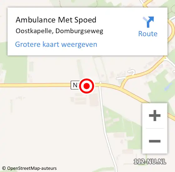 Locatie op kaart van de 112 melding: Ambulance Met Spoed Naar Oostkapelle, Domburgseweg op 7 september 2018 12:23
