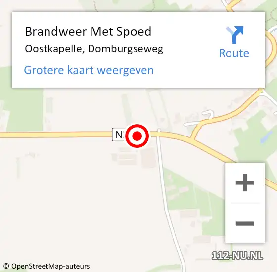Locatie op kaart van de 112 melding: Brandweer Met Spoed Naar Oostkapelle, Domburgseweg op 7 september 2018 12:26