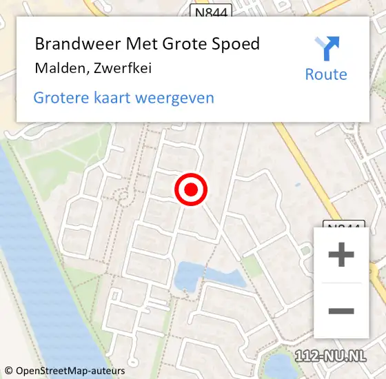 Locatie op kaart van de 112 melding: Brandweer Met Grote Spoed Naar Malden, Zwerfkei op 7 september 2018 13:15