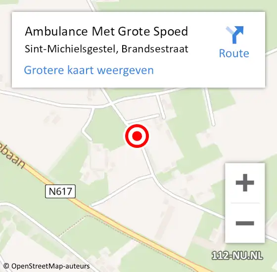 Locatie op kaart van de 112 melding: Ambulance Met Grote Spoed Naar Sint-Michielsgestel, Brandsestraat op 7 september 2018 13:21