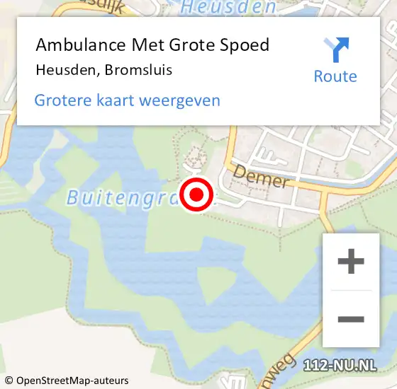 Locatie op kaart van de 112 melding: Ambulance Met Grote Spoed Naar Heusden, Bromsluis op 7 september 2018 13:41