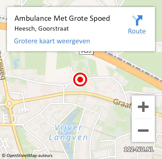 Locatie op kaart van de 112 melding: Ambulance Met Grote Spoed Naar Heesch, Goorstraat op 7 september 2018 14:55