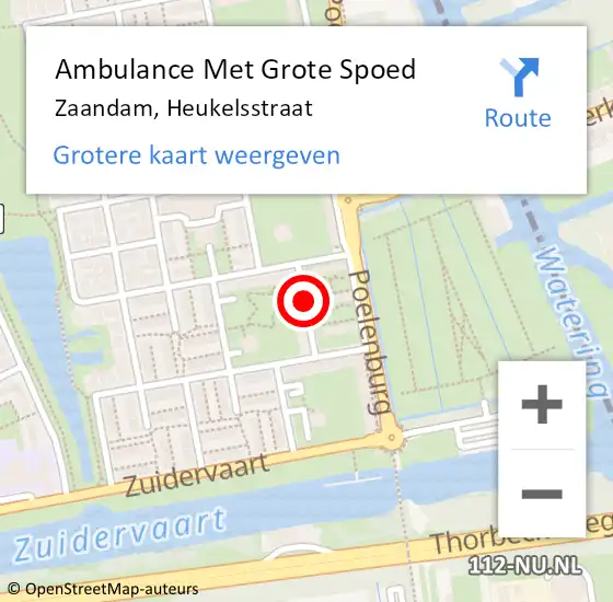 Locatie op kaart van de 112 melding: Ambulance Met Grote Spoed Naar Zaandam, Heukelsstraat op 7 september 2018 14:56