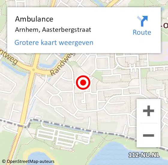 Locatie op kaart van de 112 melding: Ambulance Arnhem, Aasterbergstraat op 7 september 2018 15:16