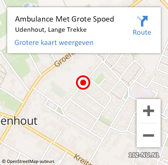 Locatie op kaart van de 112 melding: Ambulance Met Grote Spoed Naar Udenhout, Lange Trekke op 7 september 2018 15:30