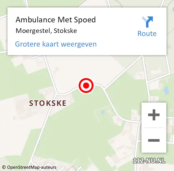 Locatie op kaart van de 112 melding: Ambulance Met Spoed Naar Moergestel, Stokske op 7 september 2018 16:17