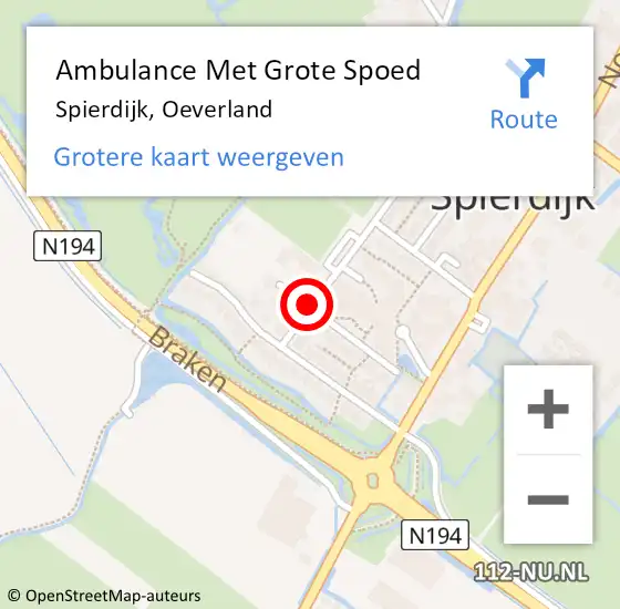 Locatie op kaart van de 112 melding: Ambulance Met Grote Spoed Naar Spierdijk, Oeverland op 7 september 2018 18:07