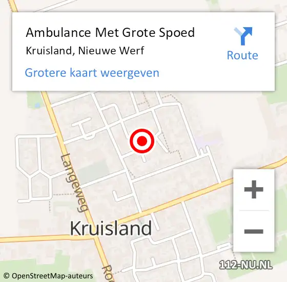 Locatie op kaart van de 112 melding: Ambulance Met Grote Spoed Naar Kruisland, Nieuwe Werf op 7 september 2018 19:25