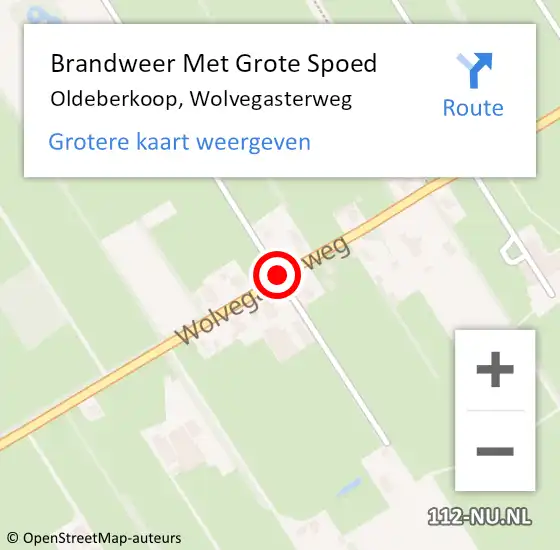 Locatie op kaart van de 112 melding: Brandweer Met Grote Spoed Naar Oldeberkoop, Wolvegasterweg op 7 september 2018 20:15