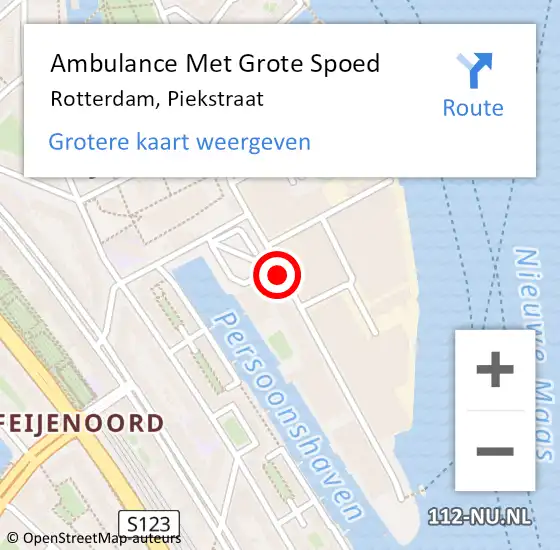 Locatie op kaart van de 112 melding: Ambulance Met Grote Spoed Naar Rotterdam, Piekstraat op 7 september 2018 20:29