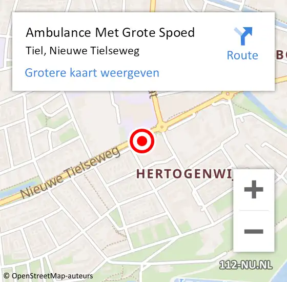 Locatie op kaart van de 112 melding: Ambulance Met Grote Spoed Naar Tiel, Nieuwe Tielseweg op 7 september 2018 21:00