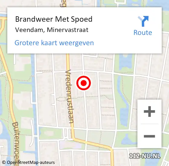 Locatie op kaart van de 112 melding: Brandweer Met Spoed Naar Veendam, Minervastraat op 7 september 2018 21:08