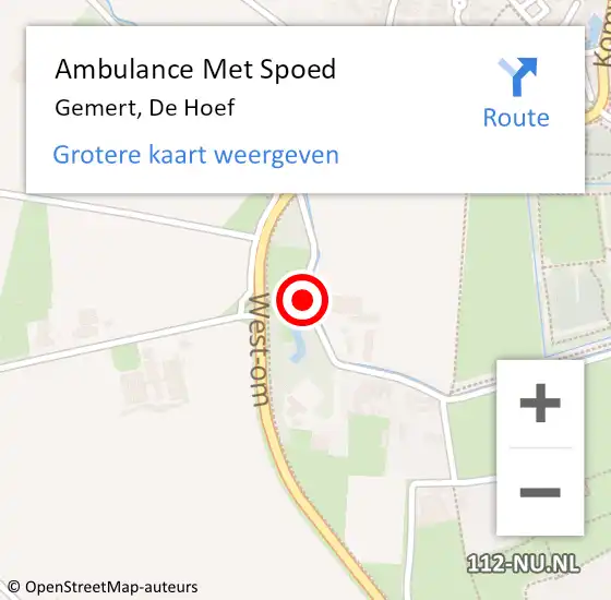 Locatie op kaart van de 112 melding: Ambulance Met Spoed Naar Gemert, De Hoef op 7 september 2018 22:05