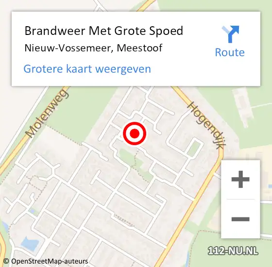 Locatie op kaart van de 112 melding: Brandweer Met Grote Spoed Naar Nieuw-Vossemeer, Meestoof op 7 september 2018 22:16