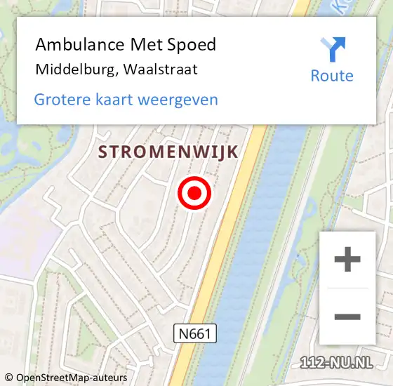 Locatie op kaart van de 112 melding: Ambulance Met Spoed Naar Middelburg, Waalstraat op 7 september 2018 22:17