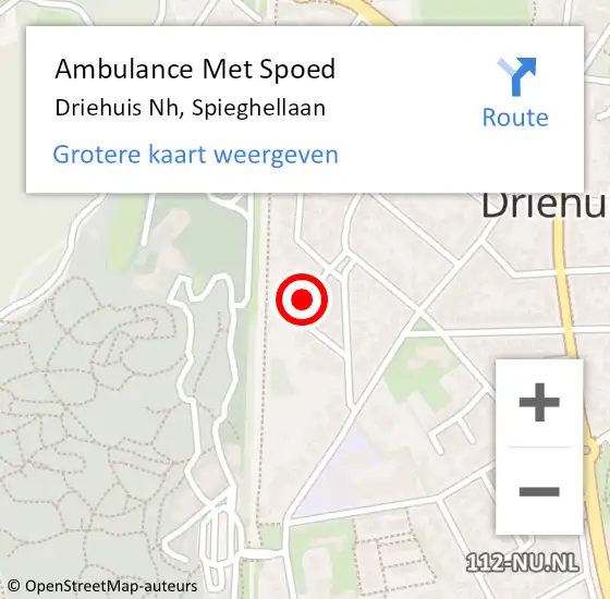 Locatie op kaart van de 112 melding: Ambulance Met Spoed Naar Driehuis Nh, Spieghellaan op 7 september 2018 22:32