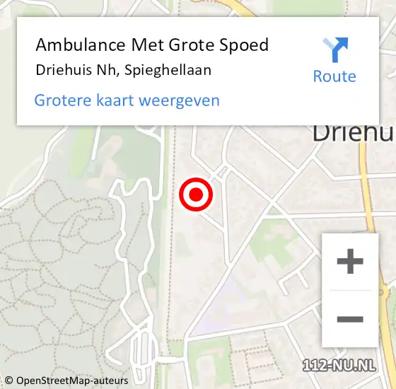 Locatie op kaart van de 112 melding: Ambulance Met Grote Spoed Naar Driehuis Nh, Spieghellaan op 7 september 2018 22:35