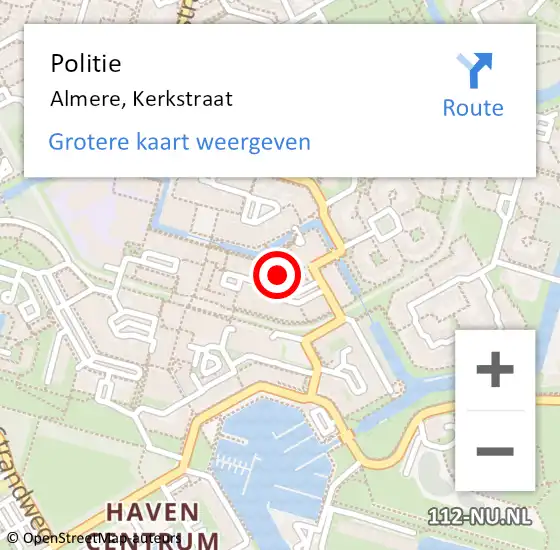 Locatie op kaart van de 112 melding: Politie Almere, Kerkstraat op 7 september 2018 22:41