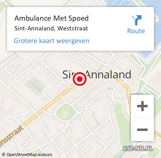 Locatie op kaart van de 112 melding: Ambulance Met Spoed Naar Sint-Annaland, Weststraat op 7 september 2018 23:04