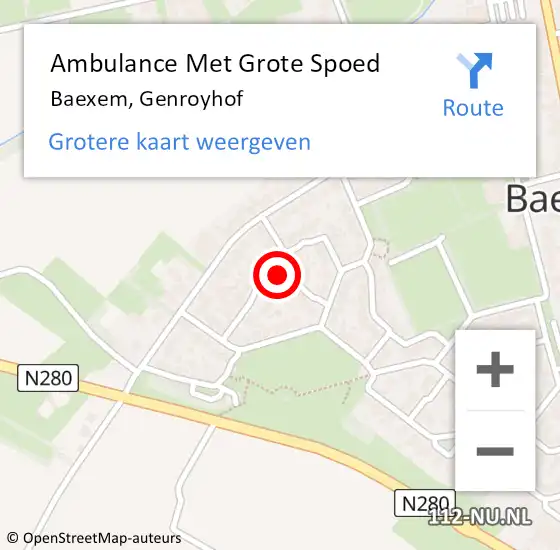 Locatie op kaart van de 112 melding: Ambulance Met Grote Spoed Naar Baexem, Genroyhof op 8 maart 2014 12:55