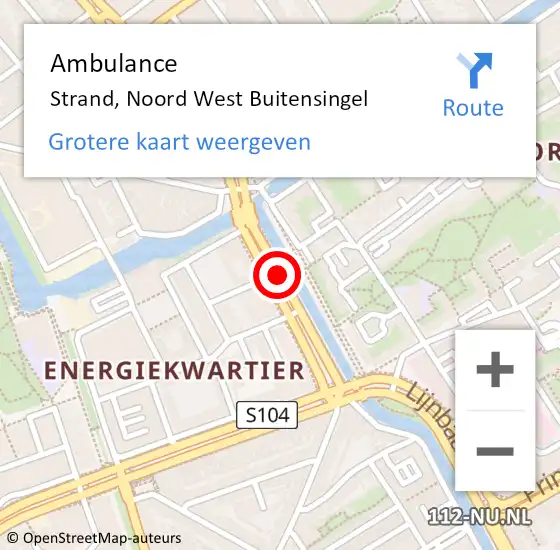 Locatie op kaart van de 112 melding: Ambulance Strand, Noord West Buitensingel op 7 september 2018 23:16